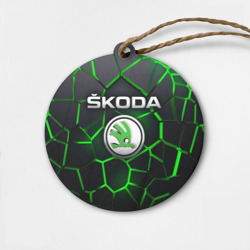 Деревянная игрушка круг Skoda 3D плиты с подсветкой