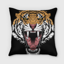 Подушка с принтом Оскал амурского тигра для любого человека, вид сзади №1. Цвет основы: 3d (велсофт)