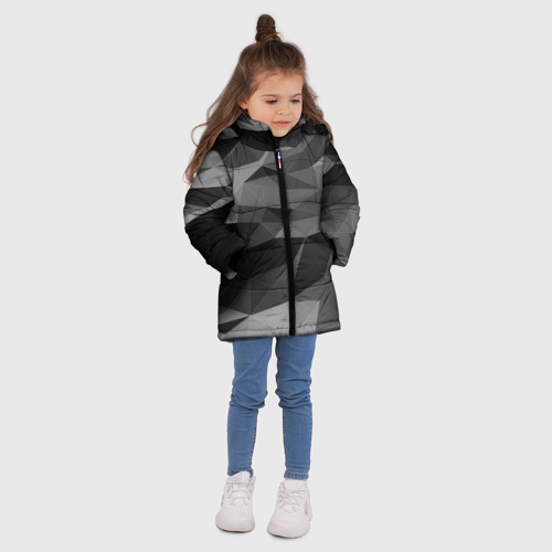 Зимняя куртка для девочек 3D Gray abstraction серая абстракция, цвет красный - фото 5