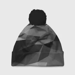 Шапка 3D c помпоном Gray abstraction серая абстракция