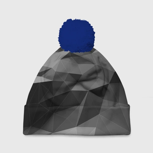 Шапка 3D c помпоном Gray abstraction серая абстракция