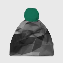 Шапка 3D c помпоном Gray abstraction серая абстракция