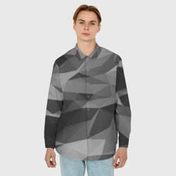 Мужская рубашка oversize 3D Gray abstraction серая абстракция - фото 2