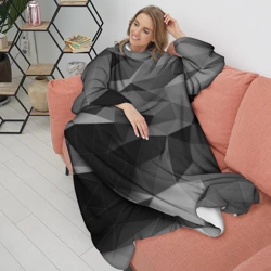 Плед с рукавами Gray abstraction серая абстракция - фото 2