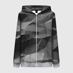Женская толстовка 3D на молнии Gray abstraction серая абстракция
