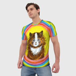Мужская футболка 3D Радужный кот Луиса Уэйна - фото 2
