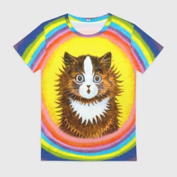 Женская футболка 3D Радужный кот Луиса Уэйна