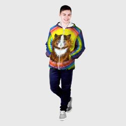 Мужская куртка 3D Радужный кот Луиса Уэйна - фото 2
