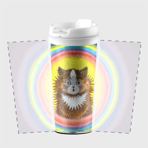 Термокружка-непроливайка Радужный кот Луиса Уэйна, цвет белый - фото 2