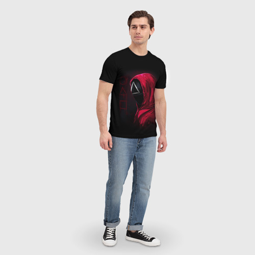 Мужская футболка 3D Игра в кальмара, страж треугольник, фигуры игры, цвет 3D печать - фото 5