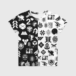 Детская футболка 3D Destiny logobombing чёрно белое