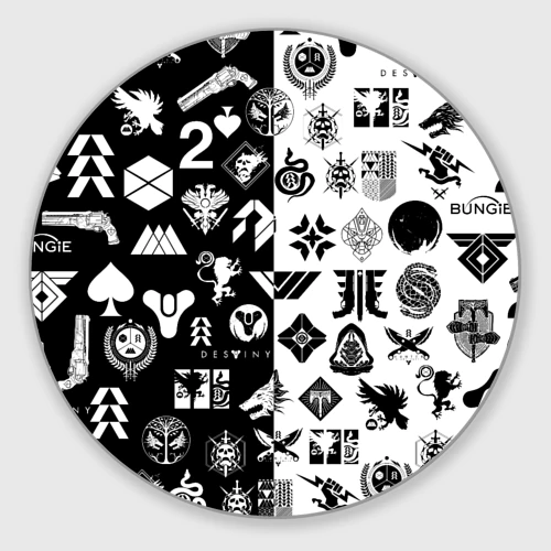 Круглый коврик для мышки Destiny logobombing чёрно белое