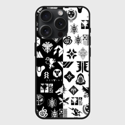 Чехол силиконовый для Apple iPhone 15 Pro матовый Destiny logobombing чёрно белое