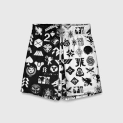 Детские спортивные шорты 3D Destiny logobombing чёрно белое