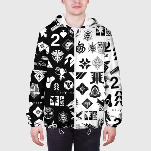 Мужская куртка 3D Destiny logobombing чёрно белое, цвет 3D печать - фото 4