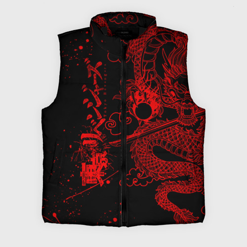 Мужской жилет утепленный 3D Токийские мстители: красный дракон, цвет черный