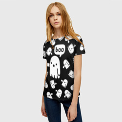 Женская футболка 3D Boo! приведение хеллоуин - фото 2