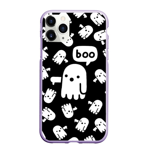 Чехол для iPhone 11 Pro матовый Boo! приведение хеллоуин, цвет светло-сиреневый