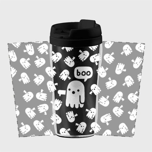 Термокружка-непроливайка Boo! приведение хеллоуин, цвет черный - фото 2