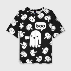 Женская футболка oversize 3D Boo! приведение хеллоуин