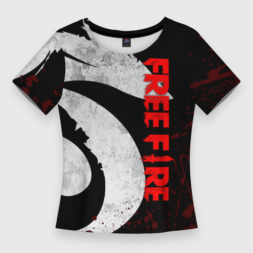 Женская футболка 3D Slim Garena free fire, лого игры дракон, цвет 3D печать