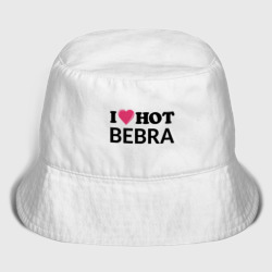 Женская панама хлопок I love hot bebra надпись