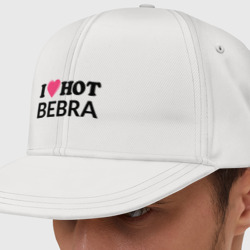 Кепка снепбек с прямым козырьком I love hot bebra надпись