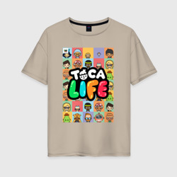 Женская футболка хлопок Oversize Toca Boca Герои игры