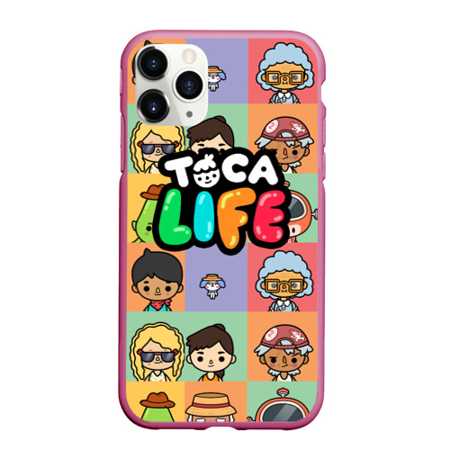 Чехол для iPhone 11 Pro матовый Toca Boca life персонажи, цвет малиновый