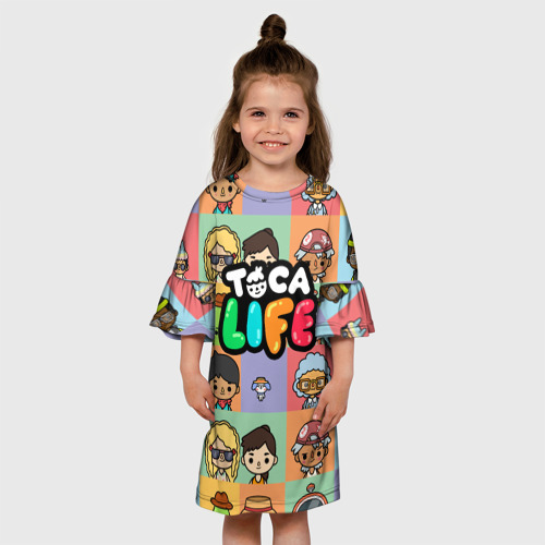 Детское платье 3D Toca Boca life персонажи, цвет 3D печать - фото 4