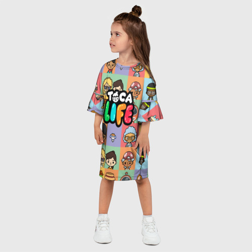 Детское платье 3D Toca Boca life персонажи, цвет 3D печать - фото 3