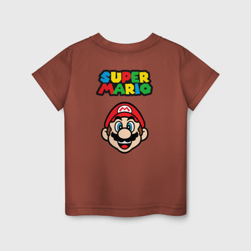 Детская футболка хлопок с принтом Mario Bu, вид сзади #1