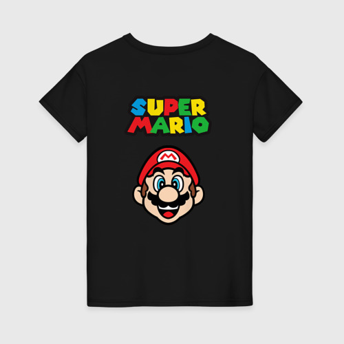 Женская футболка хлопок с принтом Mario Bu, вид сзади #1
