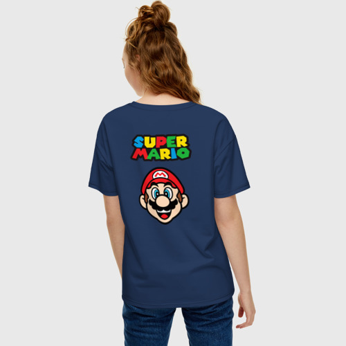 Женская футболка хлопок Oversize Mario Bu, цвет темно-синий - фото 4