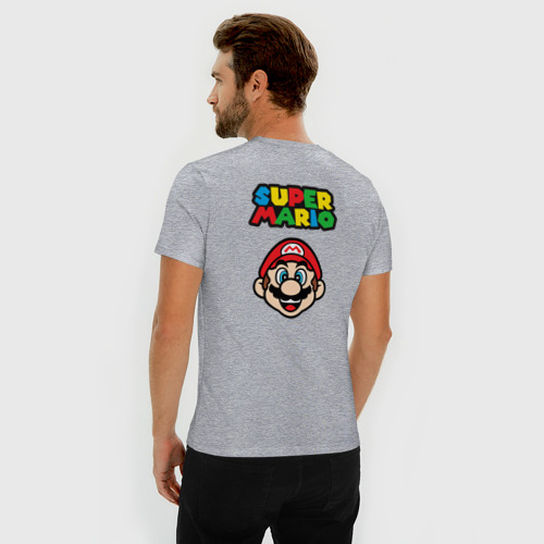 Мужская футболка хлопок Slim с принтом Mario Bu, вид сзади #2