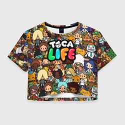 Женская футболка Crop-top 3D Toca Boca world все персонажи