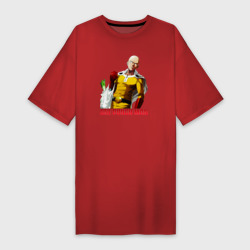 Платье-футболка хлопок Пакет с продуктами Сайтама One-Punch Man