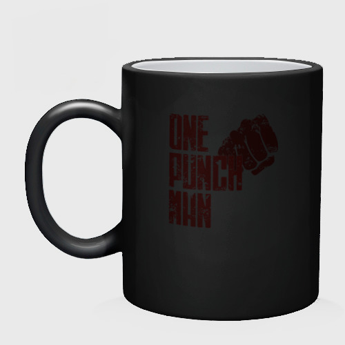 Кружка хамелеон One-Punch Man - Человек одного удара, цвет белый + черный - фото 3