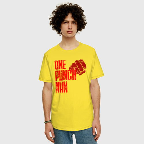 Мужская футболка хлопок Oversize с принтом One-Punch Man - Человек одного удара, фото на моделе #1