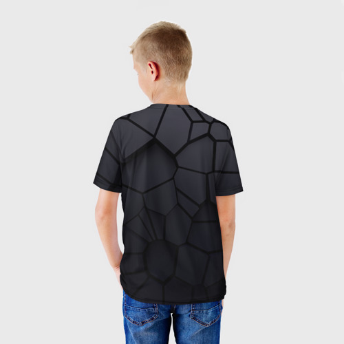 Детская футболка 3D с принтом Мерседес 3D плиты, вид сзади #2