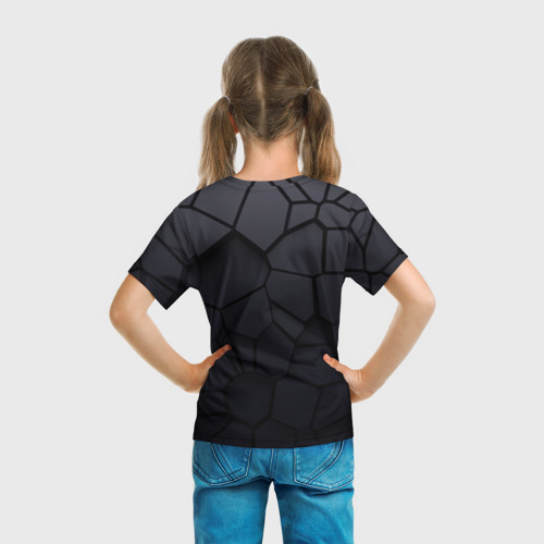 Детская футболка 3D с принтом Мерседес 3D плиты, вид сзади #2
