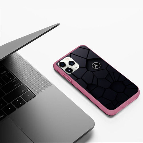 Чехол для iPhone 11 Pro матовый с принтом Мерседес 3D плиты, фото #5