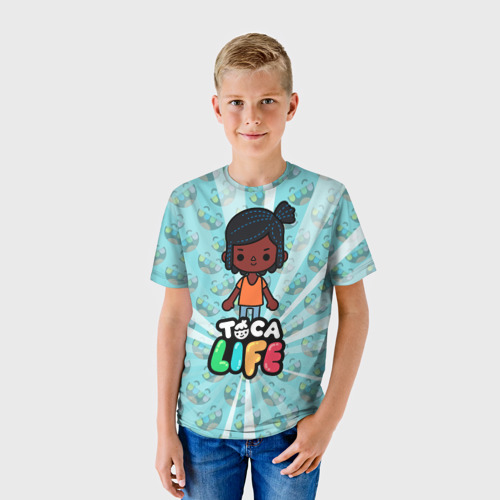 Детская футболка 3D с принтом Toca Life World, фото на моделе #1