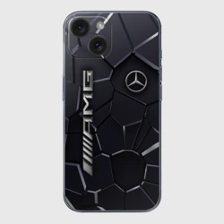 Чехол для iPhone 15 силиконовый с защитой камеры Mercedes AMG 3D плиты