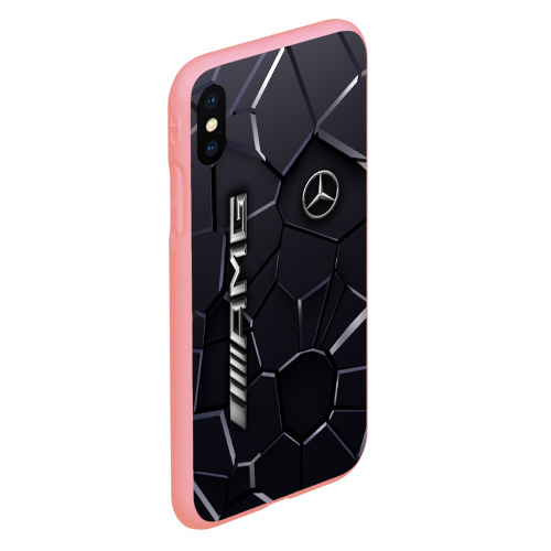 Чехол для iPhone XS Max матовый с принтом Mercedes AMG 3D плиты, вид сбоку #3