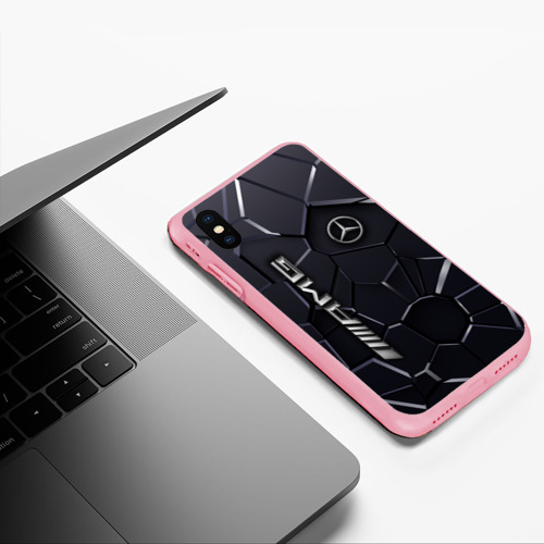 Чехол для iPhone XS Max матовый с принтом Mercedes AMG 3D плиты, фото #5