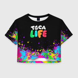 Женская футболка Crop-top 3D Toca Boca life брызги красок