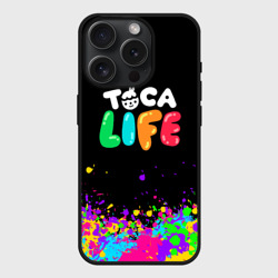 Чехол силиконовый для Apple iPhone 15 Pro матовый Toca Boca life брызги красок