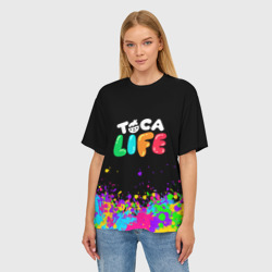 Женская футболка oversize 3D Toca Boca life брызги красок - фото 2