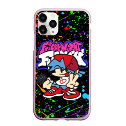 Чехол для iPhone 11 Pro Max матовый Friday night Funkin брызги красок, герой